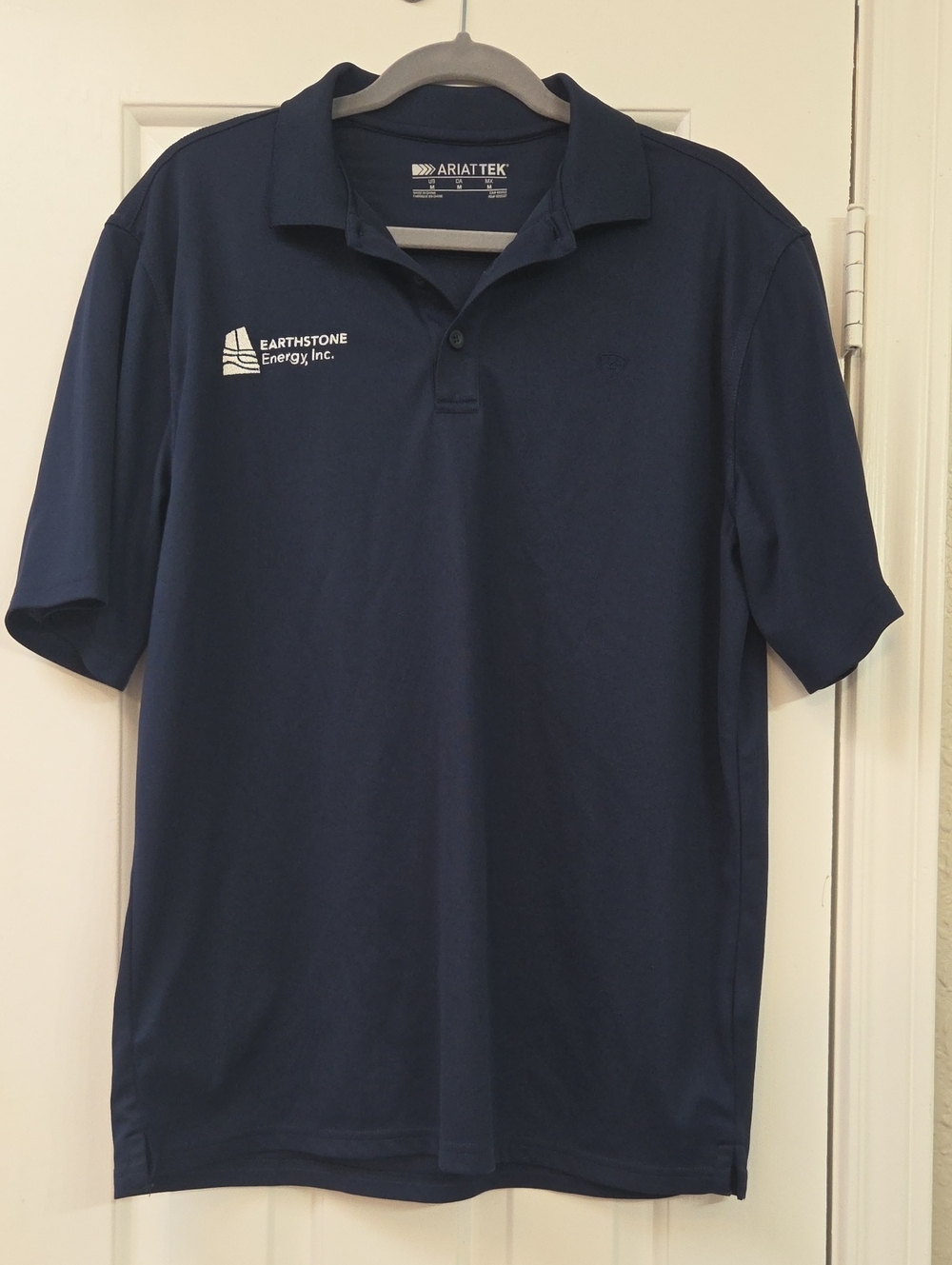 Ariat TEK mens Navy Performance Polo with Earthstone Energy Logo